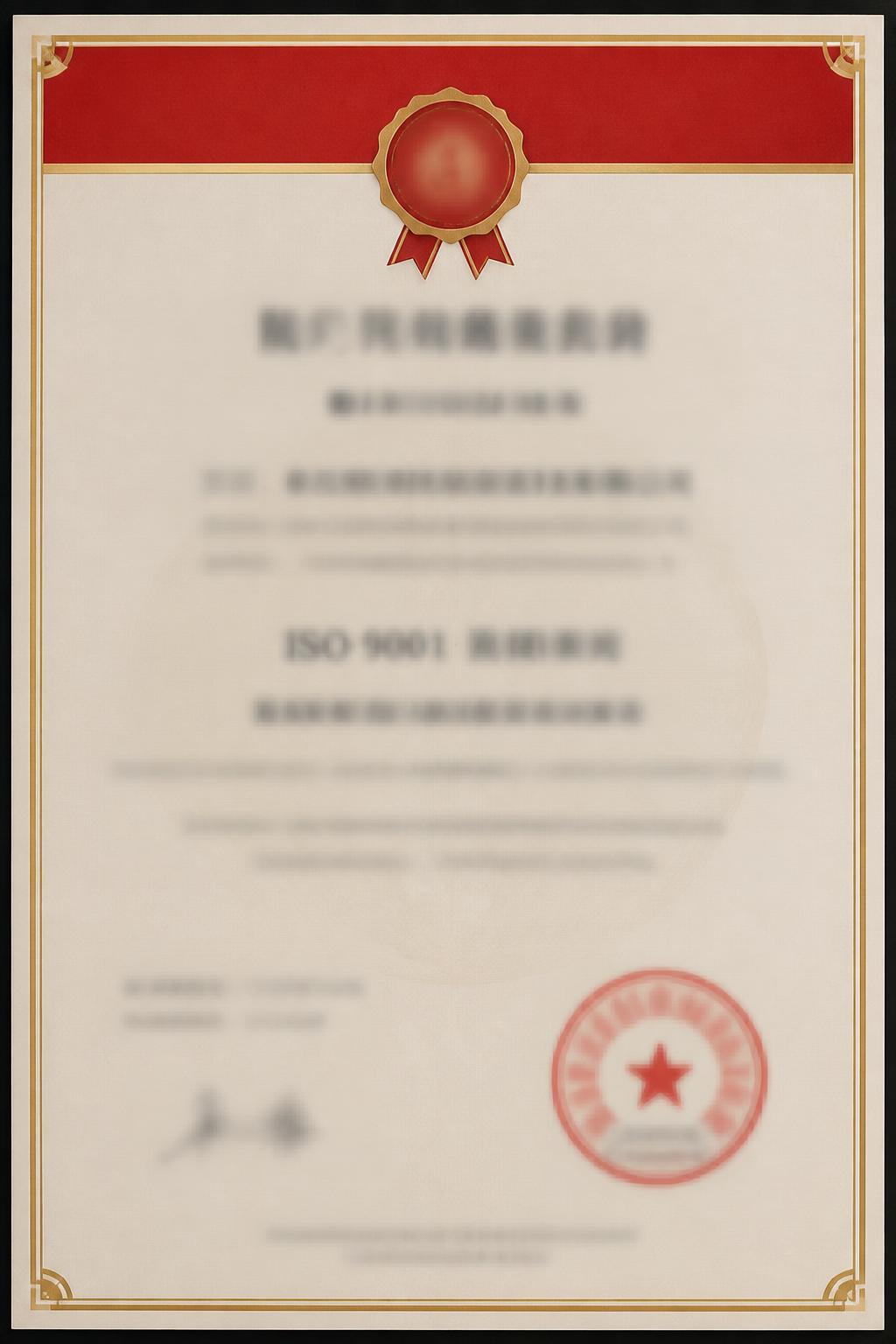 ISO 9001 质量管理体系证书